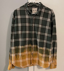 VTG Handmade Button Down Long Sleeve Shirt Ombre Green Brown Medium