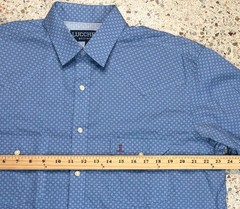 Lucchese Bootmaker Men’s Cobalt & Ruby All Over Print Long Sleeve Shirt Size L