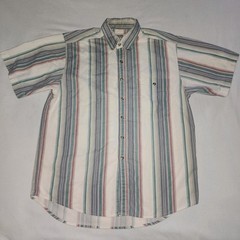 Vintage 90s Wrangler Rugged Wear Shirt Mens XL Stripe Button Up Short Sleeve