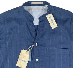 Men’s CARIBBEAN Navy Blue Linen Cotton + Open Neck Shirt 3XB 3XL 3X NWT NEW HOT!