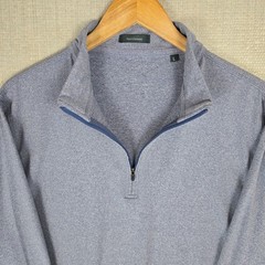 TURTLESON Mens Size Large 1/4 Zip Pullover Soft Blend Blue Melange Wicking Golf