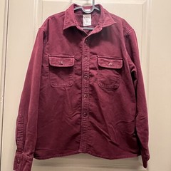 Fossil Men’s Button Down Thick Cotton Long Sleeve Shirt Burgundy Size Large