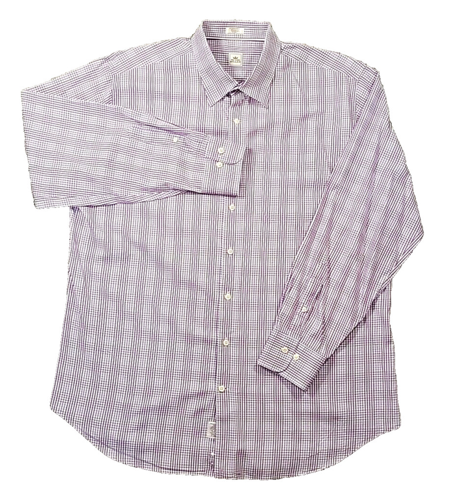 Peter Millar Long Sleeve Shirt Button Down Check Purple Green White Mens XL