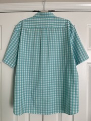 Dockers Men’s Button Down Short Sleeve Shirt XL-white & Turquoise Plaid