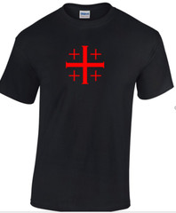 Red Jerusalem Cross Knights Templar T-Shirt Black Christian Jesus God T Shirt