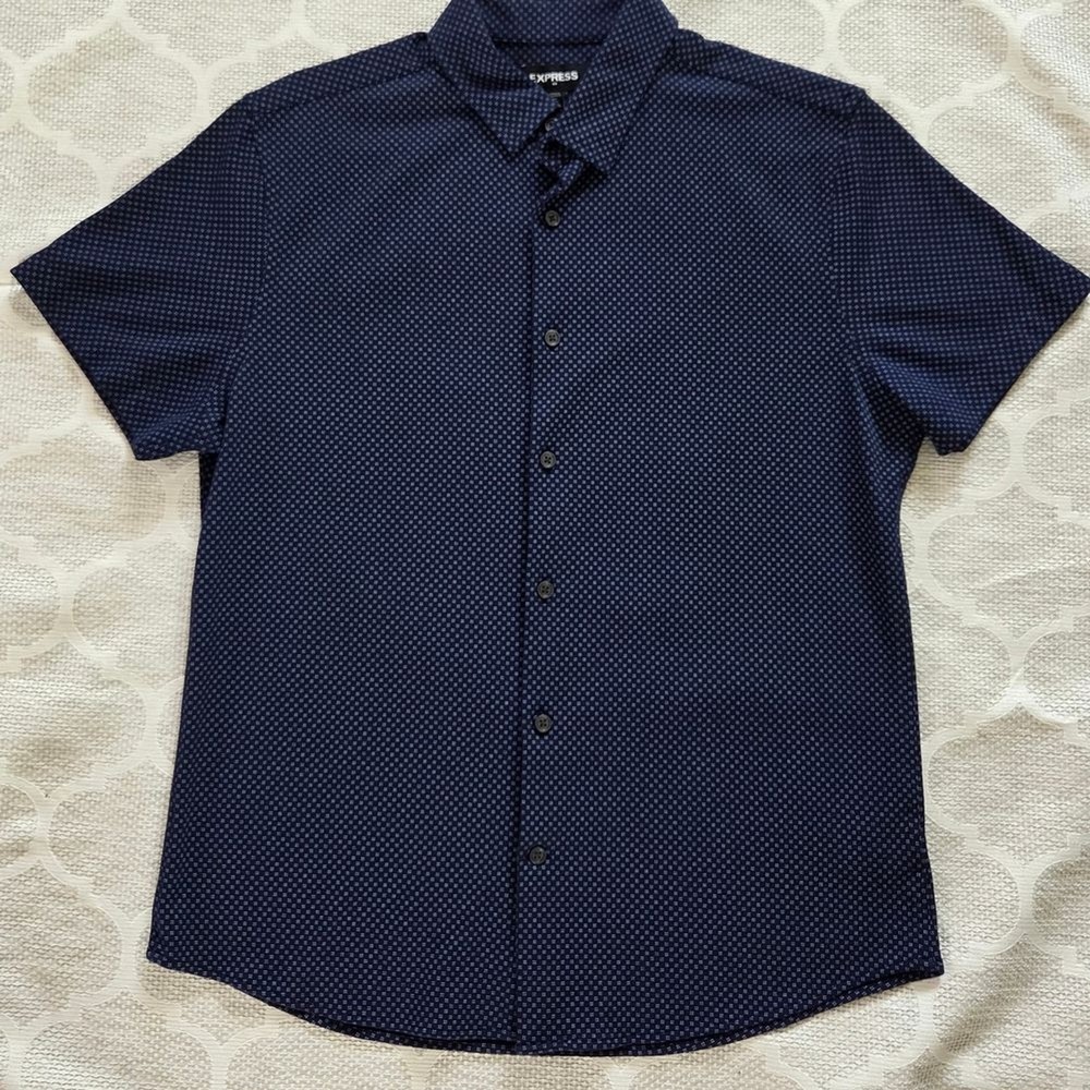 Express Blue Casual Button Down Shirt Men Size M