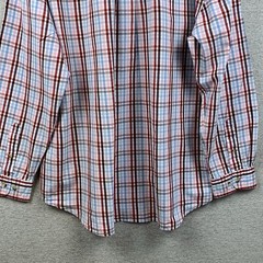 GRAPHITE Button Down Shirt Mens Extra Large White Rust Brown Blue Check Plaid LS