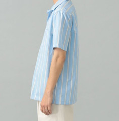 (ASK availability First) BEAMS GUY ROVER Sand stripe open collar shirt NEW