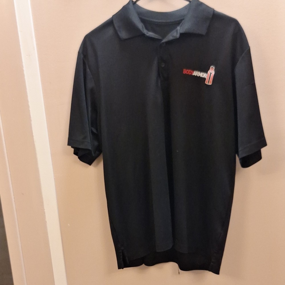 Bodyarmor Men’s L Black Solid Short Sleeve Polo Collared Embroidered Logo