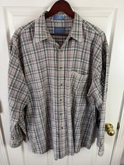 Pendleton Button Down Shirt Flannel Plaid Army Green Beige XL – 331