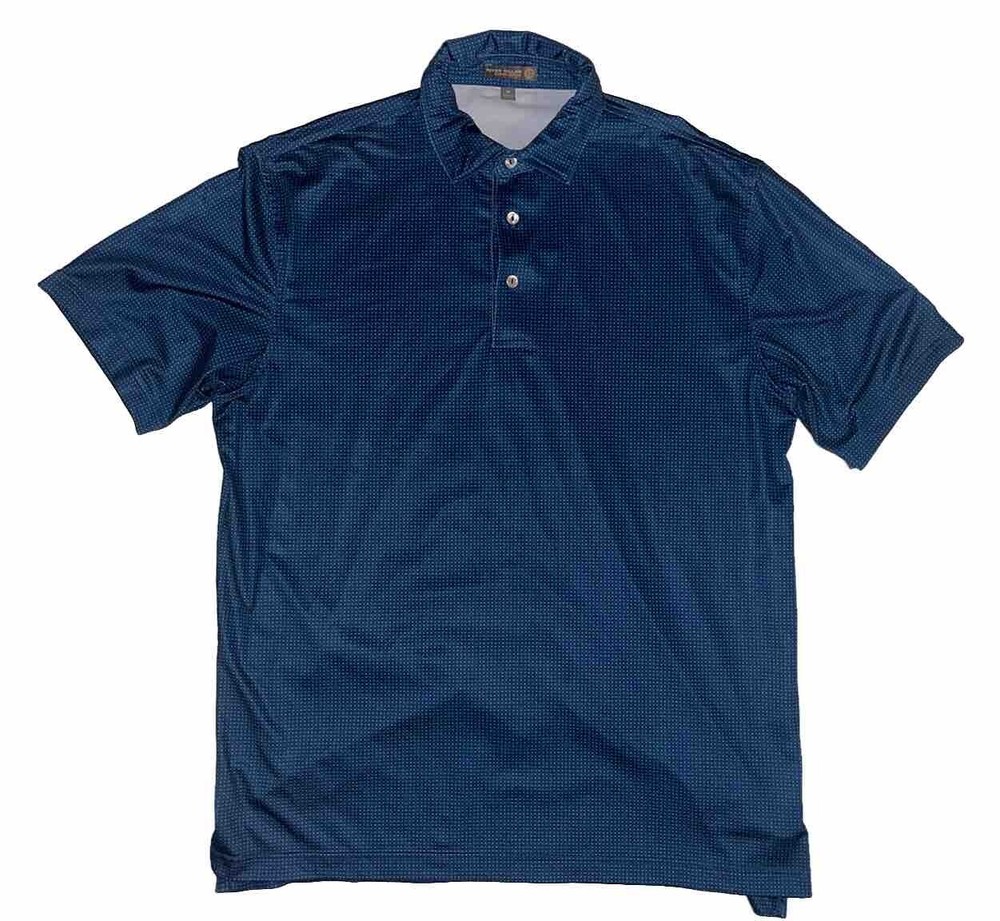Peter Millar Summer Comfort Blue Dot BALI HAI Golf Performance Polo Shirt Sz M
