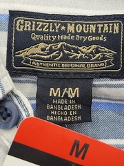 GrizzlyMountainMenButton-Up Medium Blue Short Sleeve Striped Cotton Pockets