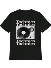 Men’s Vintage Technics Graphic T-Shirt | DJ-Inspired Design, Black Casu ON TREND
