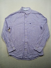 Chaps Coastland Wash Long Sleeve Button Down Shirt Men’s Small Blue Purple Plaid