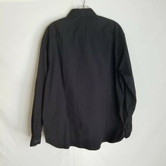 Construct Con.Struct Mens Black Slim Fit Button Front Dress Shirt Sz 17.5 34-35