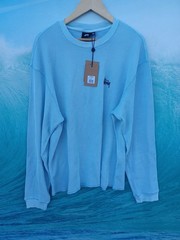 Stussy Light Blue Basic Logo Raglan Thermal L/S Crew XXL New With Tags #0828