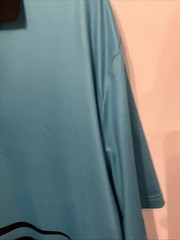 Men’s Size XL Polo Shirt Black, Aqua & Blue Geometric Gradient Short Sleeve