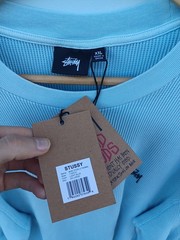 Stussy Light Blue Basic Logo Raglan Thermal L/S Crew XXL New With Tags #0828