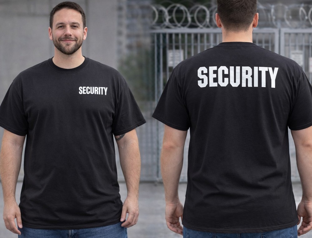 Security Printed left Chest & Full Back T-Shirt