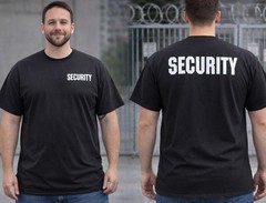 Security Printed left Chest & Full Back T-Shirt