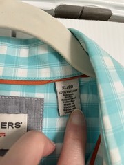 Dockers Men’s Button Down Short Sleeve Shirt XL-white & Turquoise Plaid
