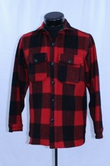 Woolrich Men VTG Winter Shirt Button Warm Heavy Thick Wool Plaid Red Black 20 S
