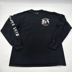 Rio Society Long Sleeve T-shirt Men M Black Geaphic Print Logo 100% Cotton.47917