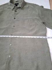 Claiborne Men’s 100% Silk Button-Down Olive Green Casual Comfortable Shirt Short