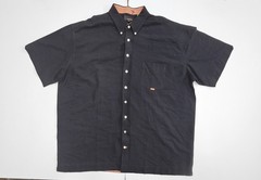 Vintage 90s OOBE Brand Mens XXL Button Down Shirt Black Orange Contrast Rayon