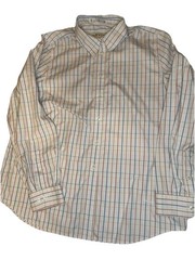 Orvis Men’s 14 Collared Button-Up 100% Cotton Shirt White Window Pane Plaid