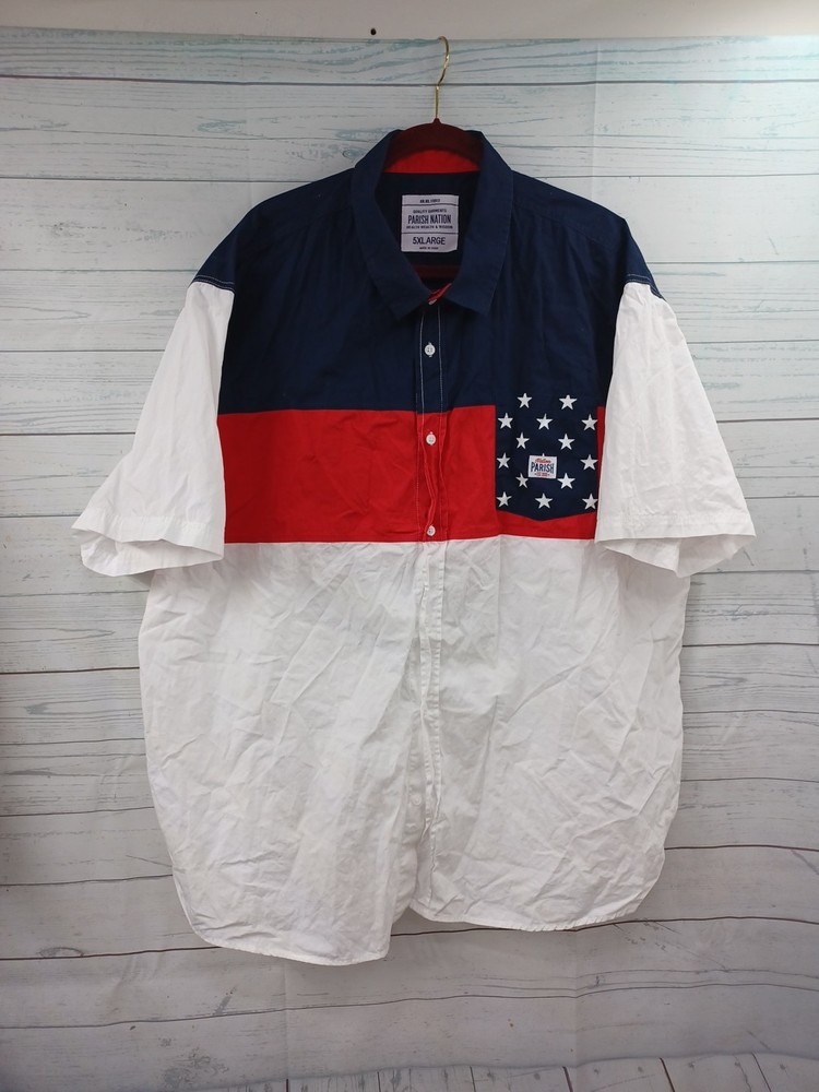 Parish Nation American Flag Button Mens 5XL Black Shirt