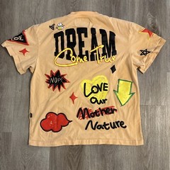 Kleep Patch-Work Premium Cotton Men Size S Orange T-Shirt