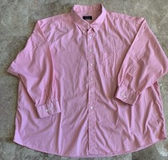 Gitman Bros for Rochester Men Size 5X Button Front Shirt Pink Check Long Sleeve