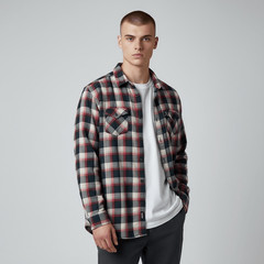 Elixir Black Gray Res Plaid Button Down/Up Long Sleeve Shirt 100% cotton XXL