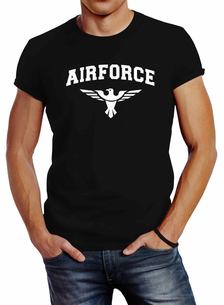 Neverless® Men’s T-Shirt Airforce US Army Eagle Military Tee Fashion