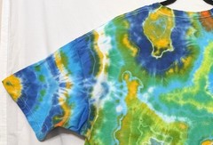 Handmade Tie Dye Geode Pattern Blue Green Yellow Orange 3XL Shirt 27.5″ W X 33″L