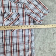7 Diamonds Vintage Plaid Western Afterglow Shirt Mens Large Red White Pearl Snap