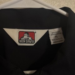 Vintage Ben Davis 1/2 Zip Work Shirt XLarge Black 90s Made in USA Skater Baggy