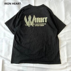 Iron Heart Black T-Shirt XL Double-Sided Print Short Sleeve