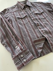 The Flat Head x Black Mint Stripe Western Sashiko Shirt – 38 Medium
