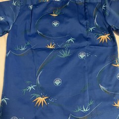 Vintage Mark Raysten Malihini Hawaiian Shirt Medium Blue Japanese Asian Theme