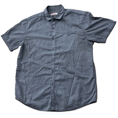Michael Brandon Gray Black Polka Dots Shirt Men L Casual Geometric Button Up