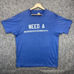 True Vintage Screen Stars T-Shirt Single Stitch USA Blue 80s Bill Superintendent