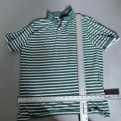 Ben Sherman Green and White Striped Polo Shirt Size M