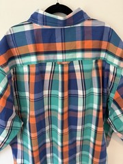Chaps Men’s Button Down Shirt Large Multicolor Plaid Blue White Orange Green