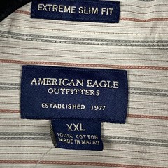 American Eagle Extreme Slim Fit Button Shirt Mens XXL Off White Multi Stripe