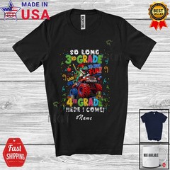 Custom Name 4th Grade Here I Come; Back To School T-Rex Boys Dinosaur T-Shirt
