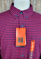 Walls Workers Flex Shirt Button Down Stretch Relaxed Fit Red Navy Mens XL/XXL?