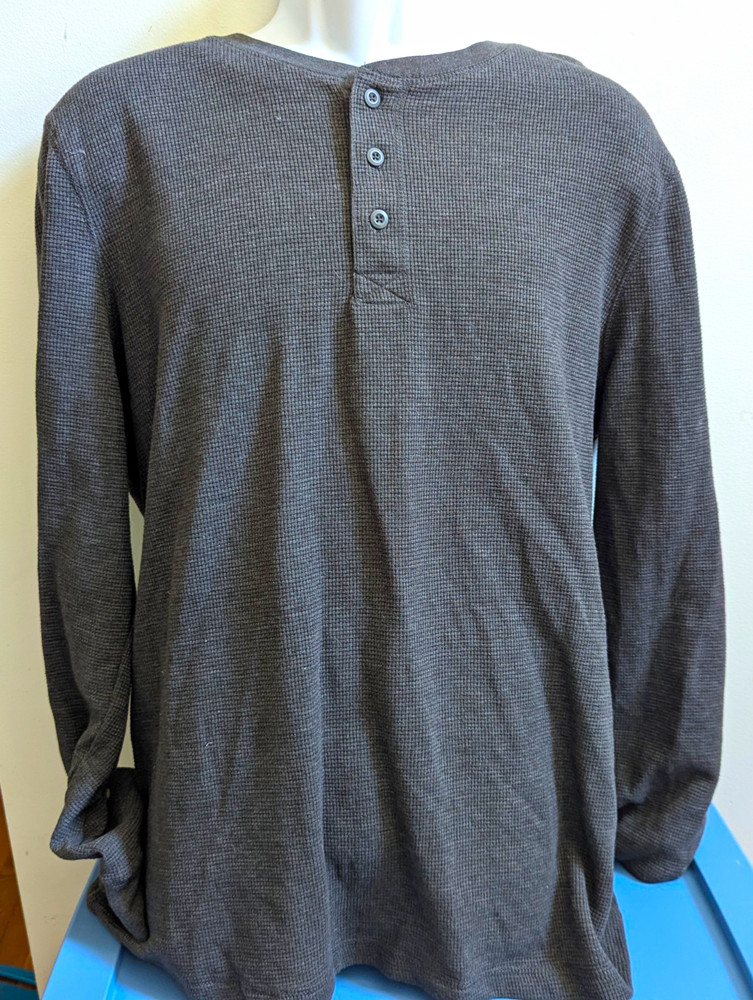 Faded Glory Men’s Dark Gray Solid Long Sleeve Henley T-Shirt Big & Tall XLT