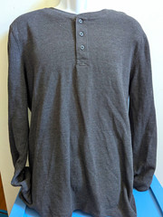 Faded Glory Men’s Dark Gray Solid Long Sleeve Henley T-Shirt Big & Tall XLT